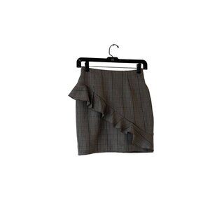 Love Grey Plaid Ruffle Detail Mini Skirt XS Fall Fashion  Sophisticated Stylish